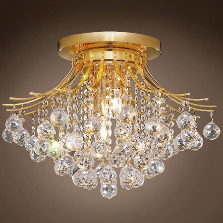 Joshua Marshal Contour 6 Light 19 Gold Flush Mount With Clear European/Swarovski Crys 700936-015